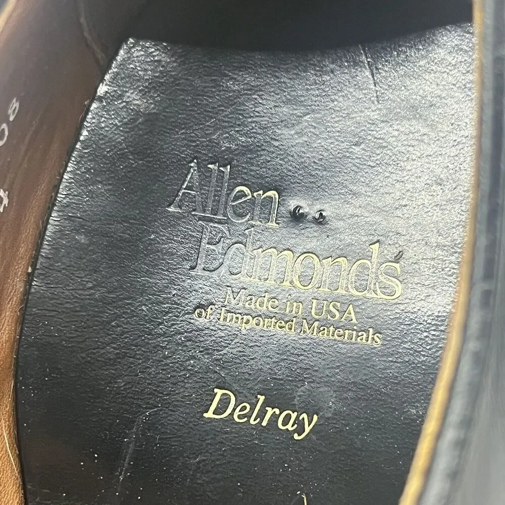 Allen Edmonds Delray Men Size 10.5 B‎ Shoes Black Leather Split Toe Oxford 9564